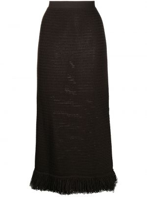 Falda midi de cintura alta de punto Bottega Veneta negro