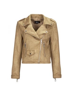 Giacca di pelle in pelle scamosciata Only beige