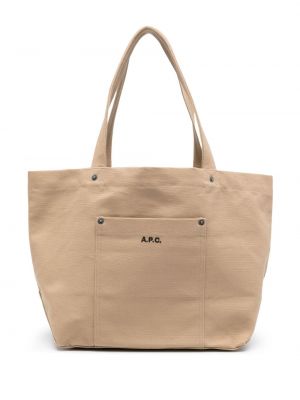 Τσάντα shopper με κέντημα A.p.c. μπεζ
