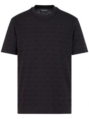 Žakarda kokvilnas t-krekls Emporio Armani melns