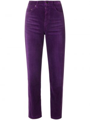 Pantalon droit en velours côtelé en velours slim Saint Laurent violet