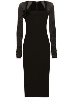 Tylové večerní šaty Dolce & Gabbana černé