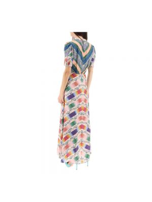 Vestido largo de raso de flores de tejido jacquard Saloni