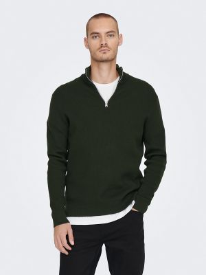Jersey con cremallera de tela jersey Only & Sons verde