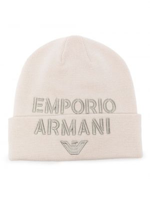 Čepice s výšivkou Emporio Armani béžový