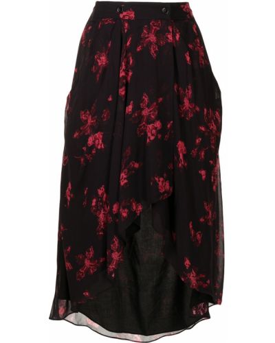 Falda midi de flores con estampado Iro negro