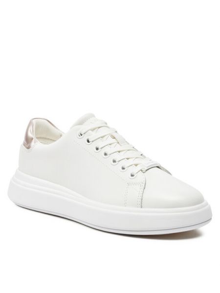 Мереживні шкіряні кросівки на шнурівці Calvin Klein білі