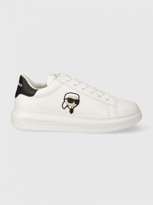 Sneakerși din dantelă din piele Karl Lagerfeld alb