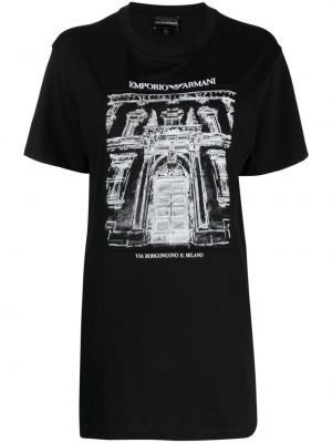 Tričko s potiskem Emporio Armani černé