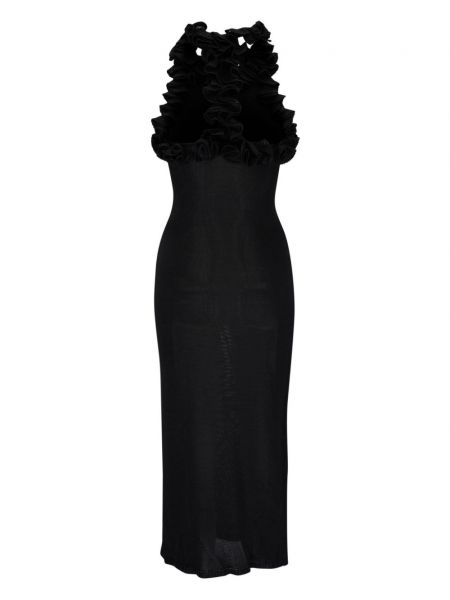 Dzianinowa sukienka z falbankami Zimmermann czarna