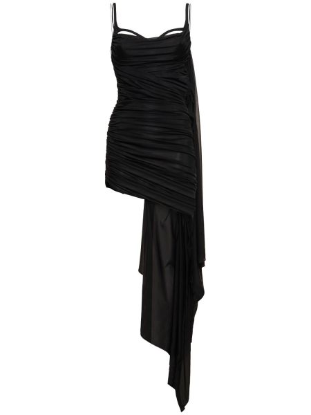 Jersey mini obleka z draperijo Mugler črna