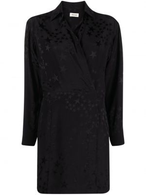 Rochie de mătase din jacard cu stele Zadig&voltaire negru