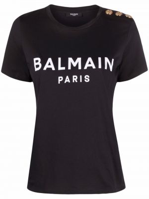 Camiseta con estampado Balmain negro