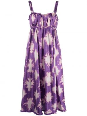 Hedvábné midi šaty s potiskem Ulla Johnson - fialová