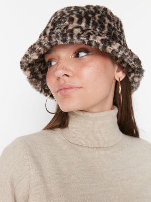 Καπέλο με λεοπαρ μοτιβο Trendyol μπεζ