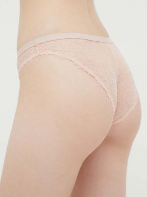 Slipy koronkowe Emporio Armani Underwear różowe
