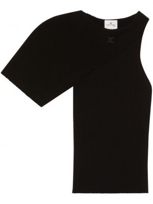 Pull en tricot asymétrique Courrèges noir
