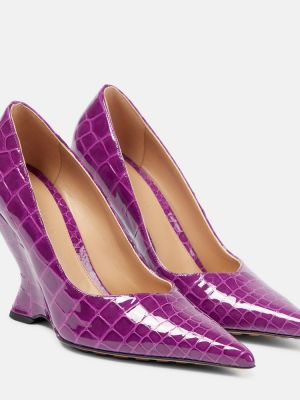 Pantofi cu toc din piele Bottega Veneta violet