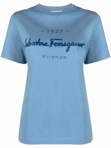 Camiseta con estampado Salvatore Ferragamo azul