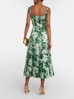 Midi obleka s cvetličnim vzorcem Emilia Wickstead zelena