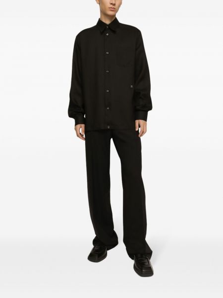 Lněná košile Dolce & Gabbana černá
