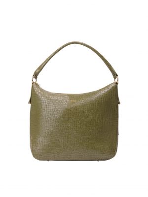 Jednofarebná kožená crossbody kabelka na zips Usha - zlatá
