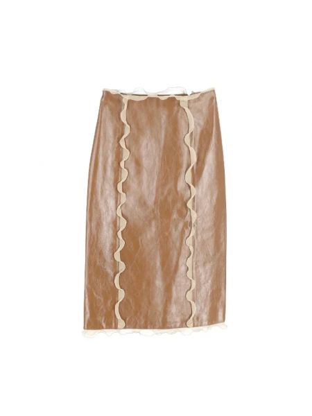Spódnica skórzana retro Fendi Vintage brązowa