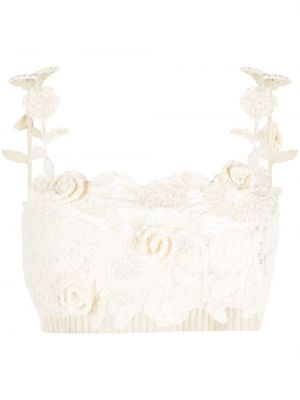 Top court avec applique Blumarine blanc