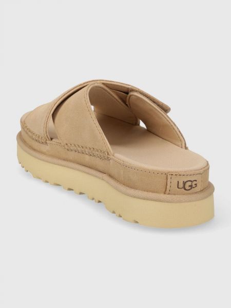 Papuci din piele cu platformă Ugg bej