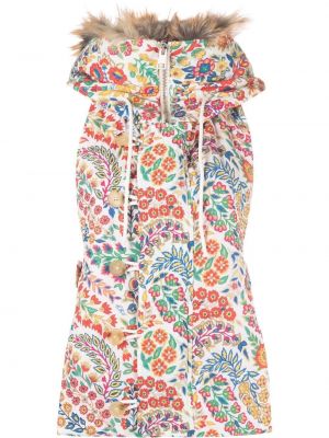 Trykt hette floral pelsvest Etro hvit