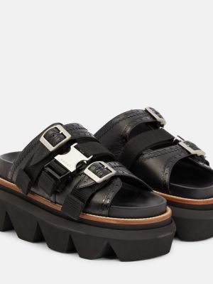 Sandales en cuir à plateforme Sacai noir