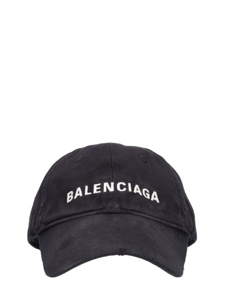 Gorra con bordado de algodón Balenciaga negro