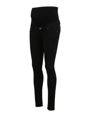 Jednofarebné bavlnené skinny fit džínsy s vysokým pásom Envie De Fraise - čierna