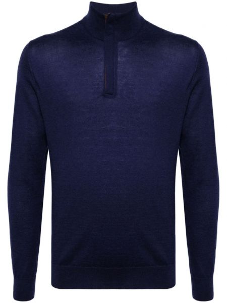 Пуловер с цип N.peal синьо