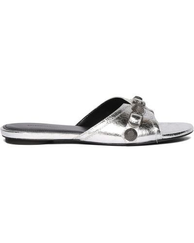 Kožne sandale Balenciaga srebrena