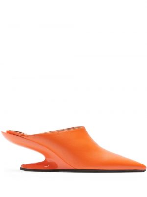 Papuci tip mules din piele N°21 portocaliu