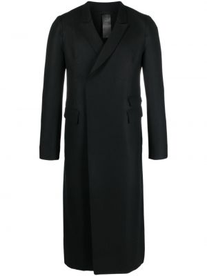 Černý vlněný kabát Sapio