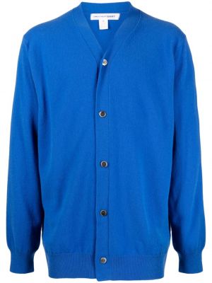 Vlněný kardigan s výstřihem do v Comme Des Garçons Shirt modrý