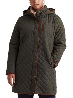 Стеганое кожаное пальто с капюшоном Lauren Ralph Lauren