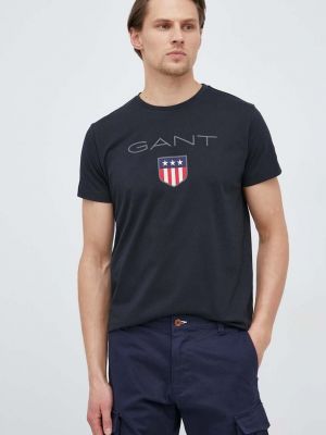 Pamučna majica Gant crna