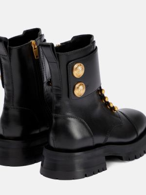 Kožené kotníkové boty Balmain černé