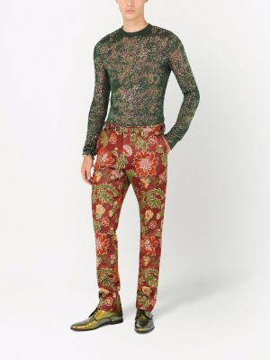 Žakárové kalhoty Dolce & Gabbana červené