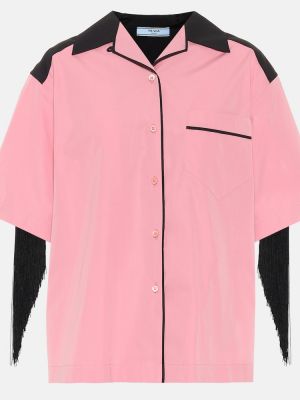 Camisa con flecos de algodón Prada rosa