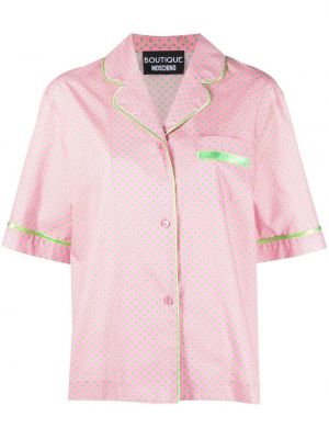 Puntíkaté bavlněné košile s krátkým rukávem s kapsami Boutique Moschino - zelená