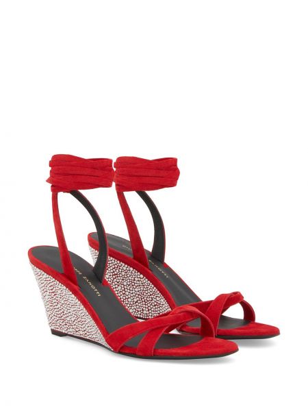 Sandales à imprimé en cristal Giuseppe Zanotti rouge