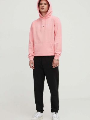 Суичър с качулка с апликация Tommy Jeans розово
