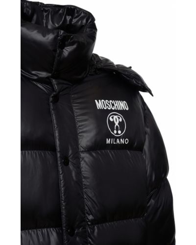 Nylónová páperová bunda s potlačou Moschino čierna