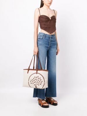 Shopper handtasche mit print Mulberry braun