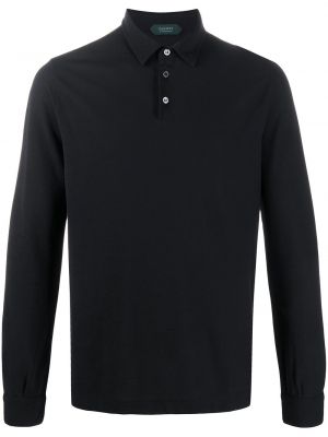 Polo marškinėliai ilgomis rankovėmis Zanone juoda