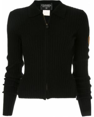 Jersey con cremallera de punto de tela jersey Chanel Pre-owned negro